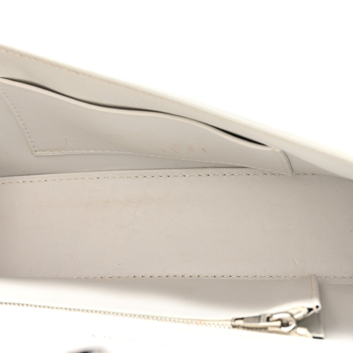Shiny Box Calfskin Tonal B Hourglass Stretch Top Handle Bag White