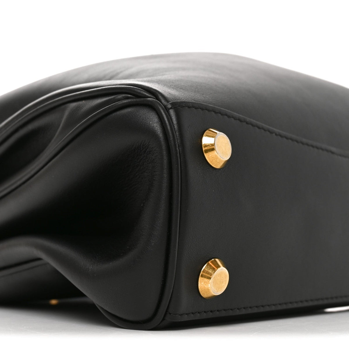 Natural Smooth Calfskin Medium Rodeo Top Handle Handbag Black