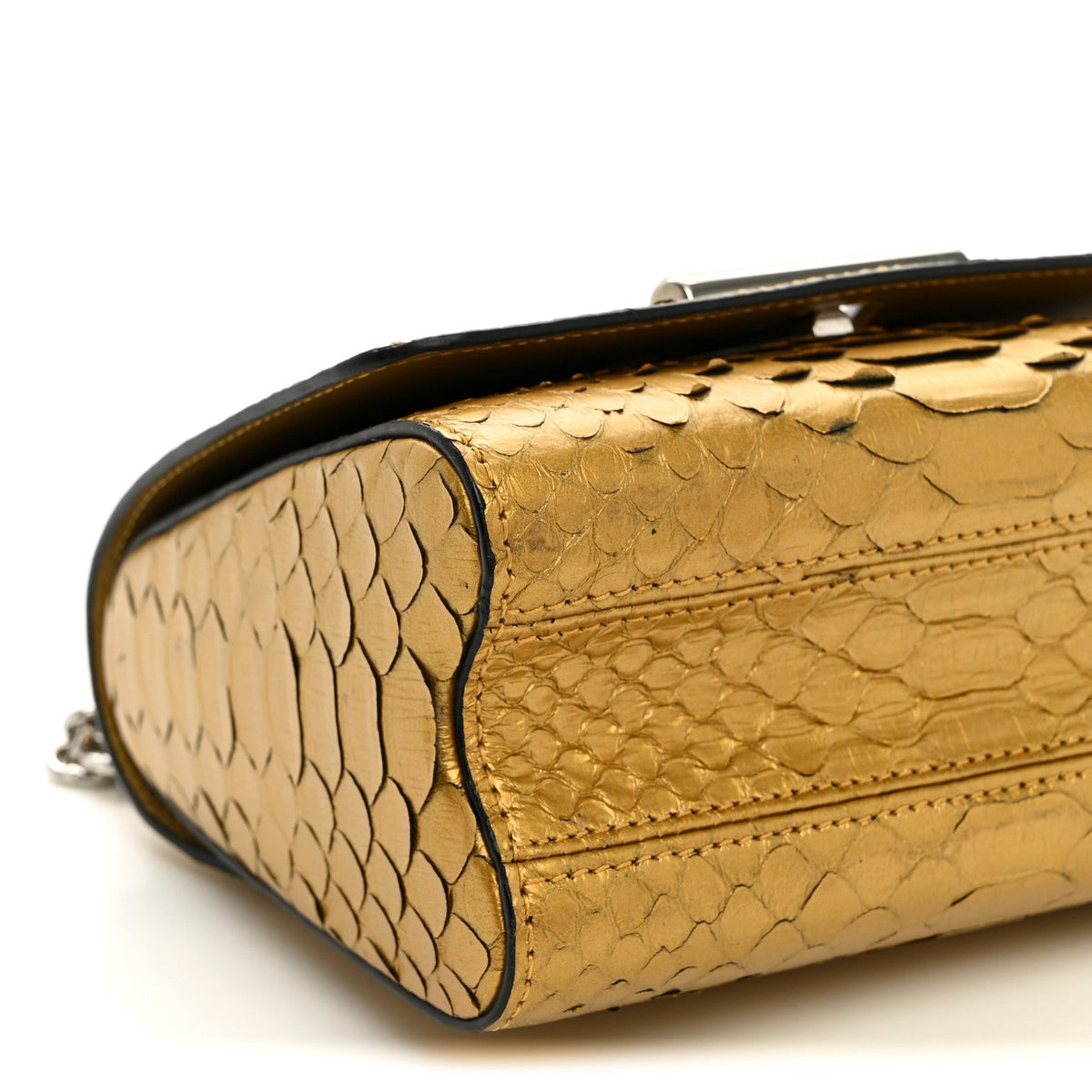 Metallic Snakeskin Twist Shoulder Bag PM Gold