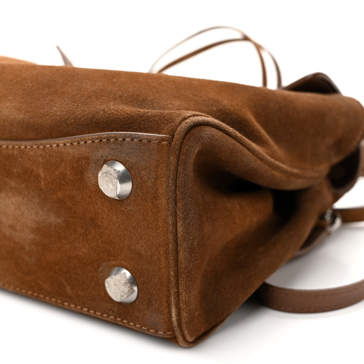 Waxed Suede Mini Rodeo Top Handle Handbag Camel