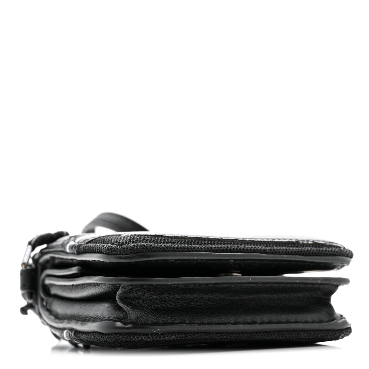 Faux Calfskin Fabric Sneakerhead Crossbody Wallet Black