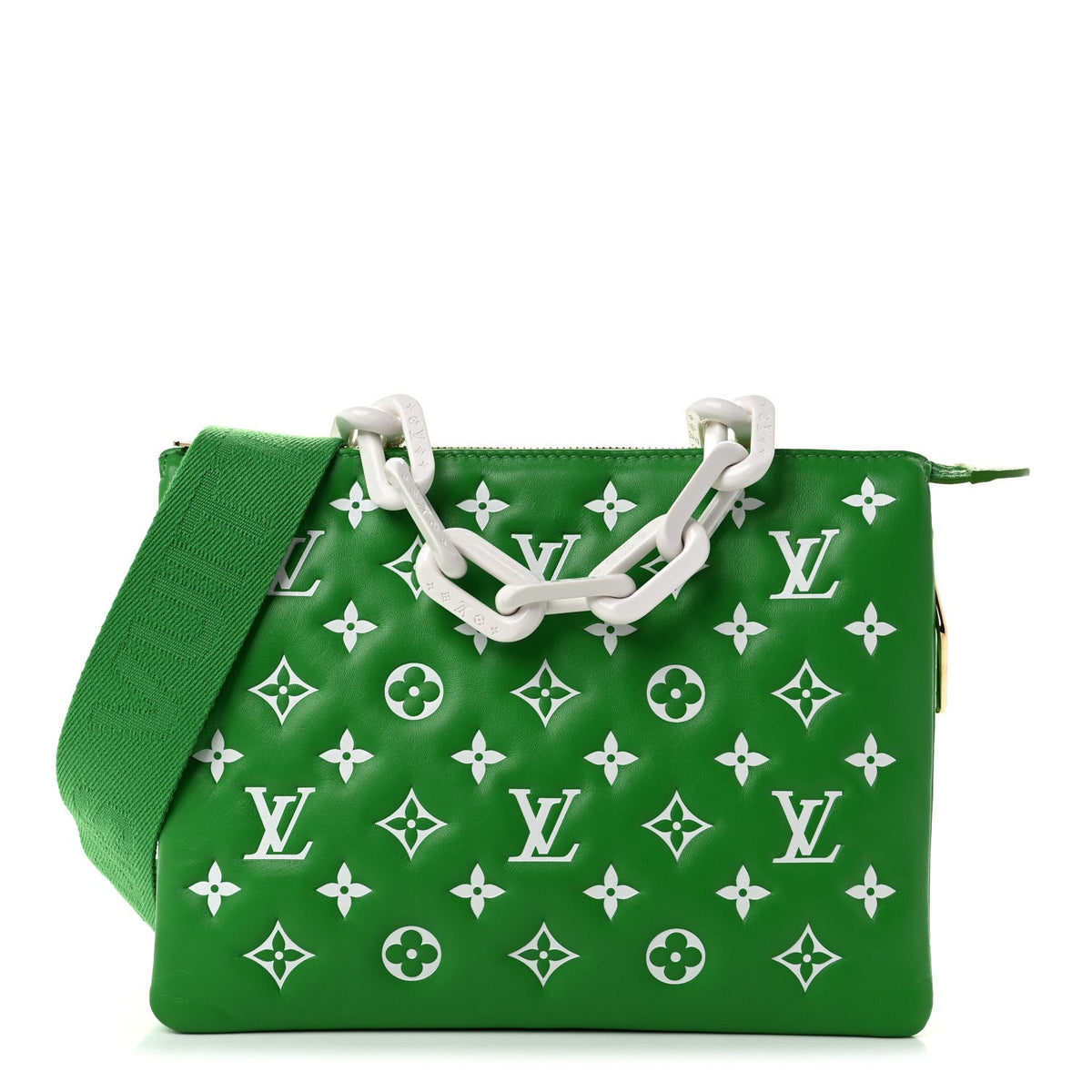 Lambskin Embossed Monogram LV Match Coussin PM Green White