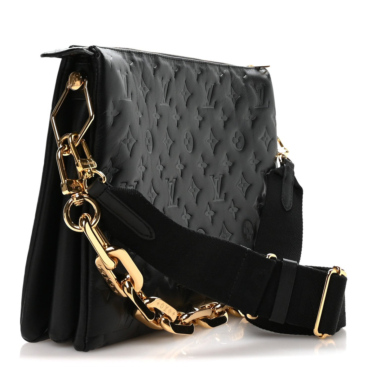 Lambskin Embossed Monogram Coussin MM Black