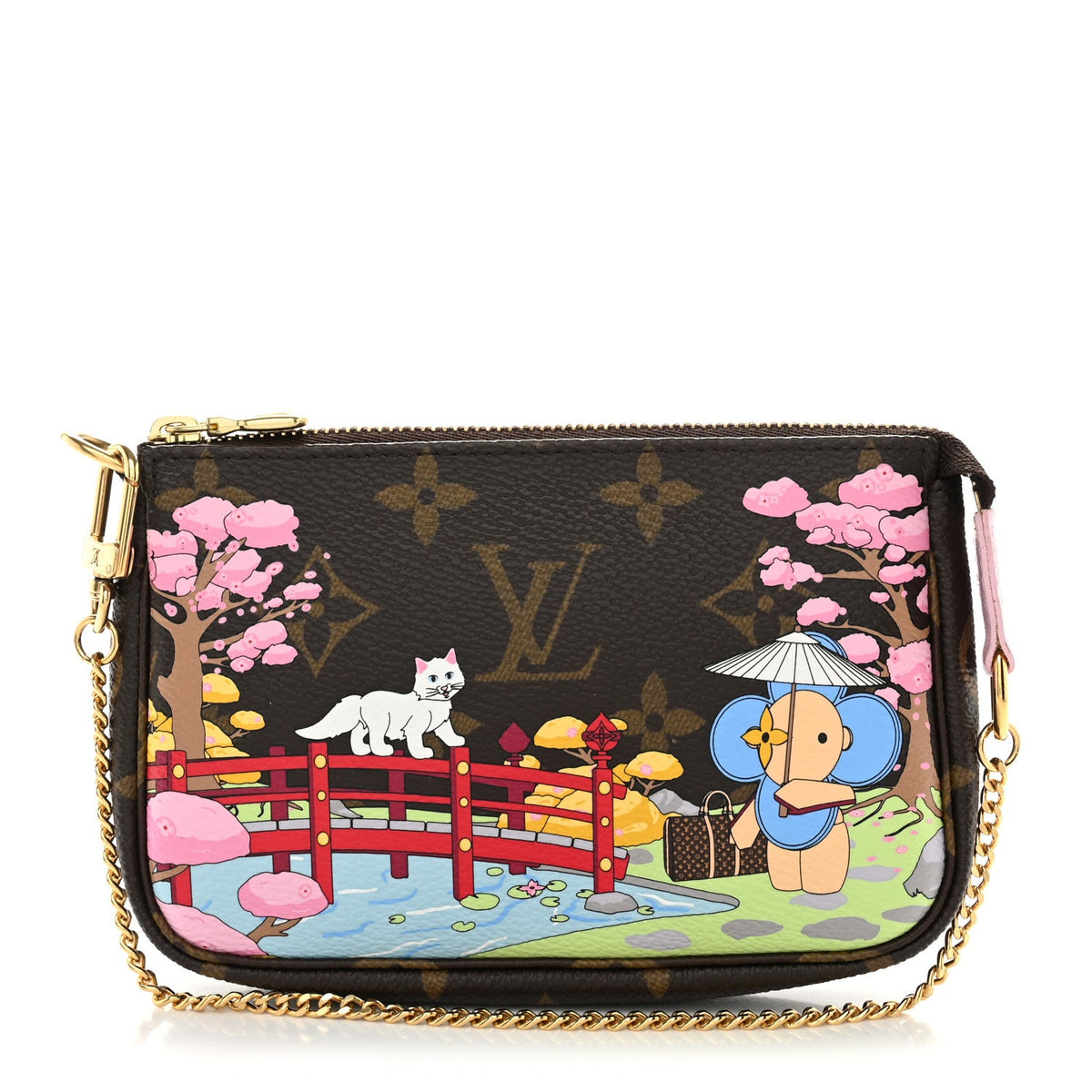 Monogram 2021 Christmas Animation Japanese Garden Mini Pochette Accessories Wisteria Pink