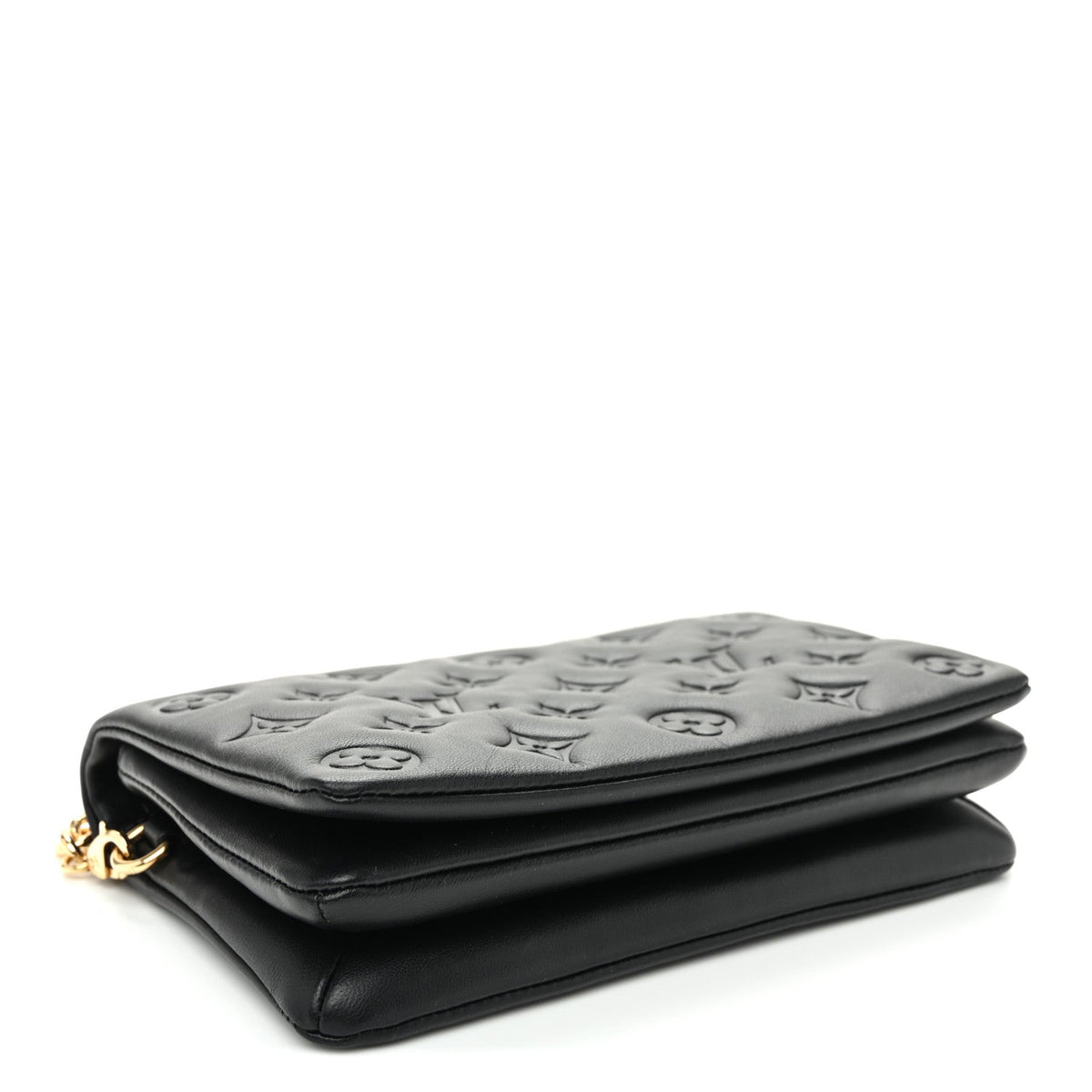 Lambskin Embossed Monogram Pochette Coussin Black