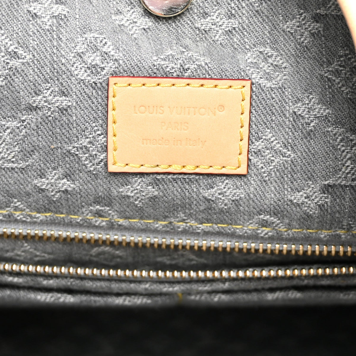 Monogram Denim CarryAll MM Washed Grey
