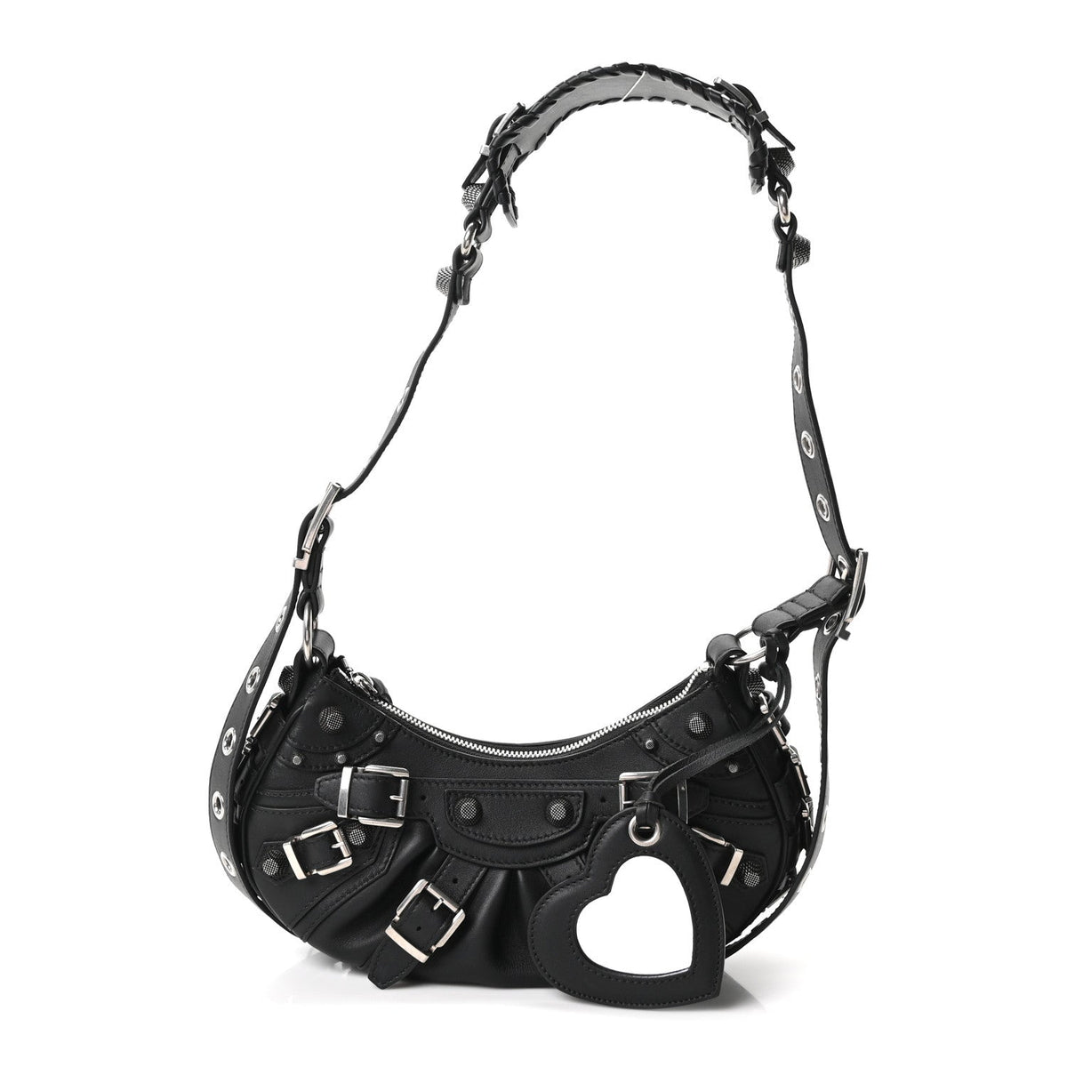 Smooth Calfskin Buckles Le Cagole Shoulder Bag XS Black