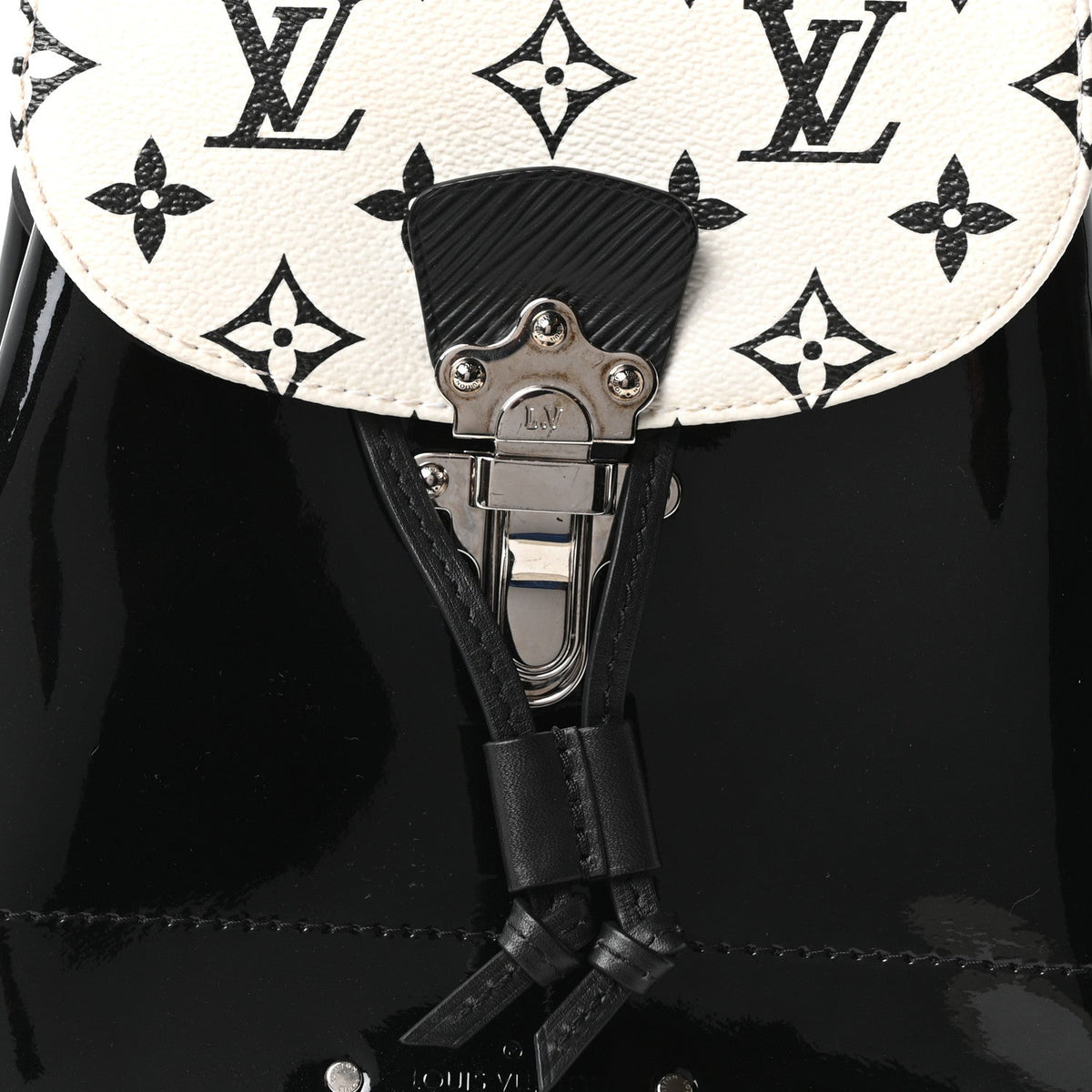 Patent Monogram Hot Springs Backpack Black White
