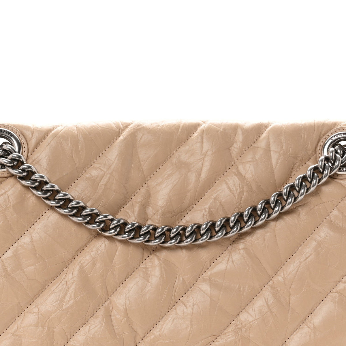 Crushed Calfskin Quilted Large Crush Chain Bag Light Brown