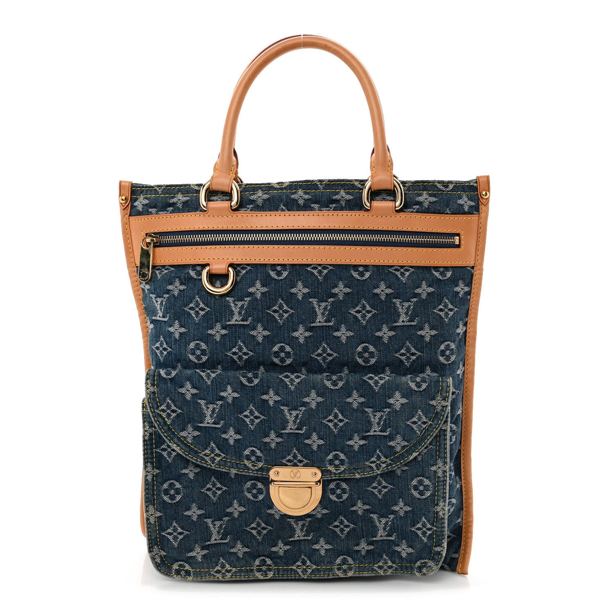 Monogram Denim Sac Plat Blue
