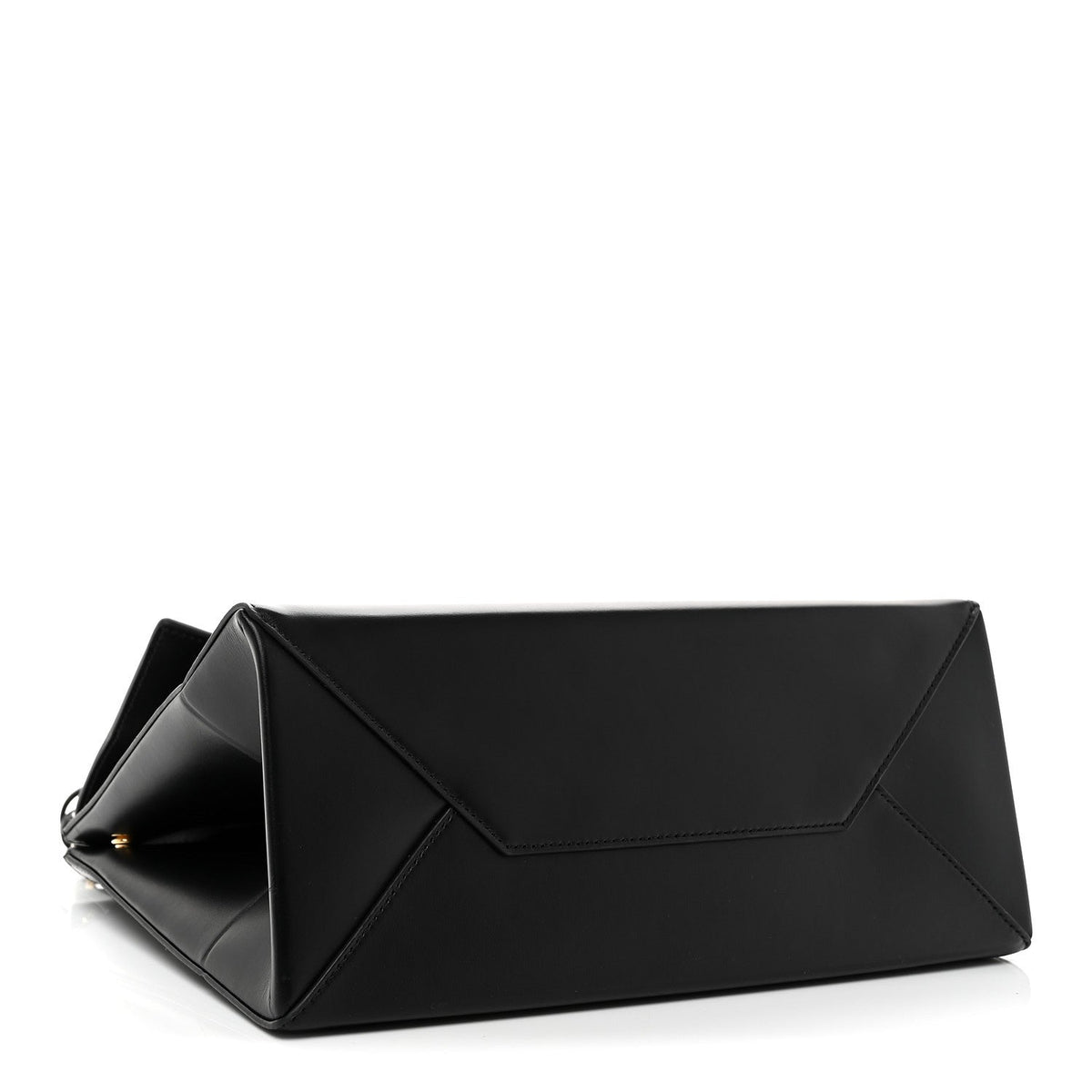 Natural Smooth Calfskin Medium Nano Top Handle Handbag Black