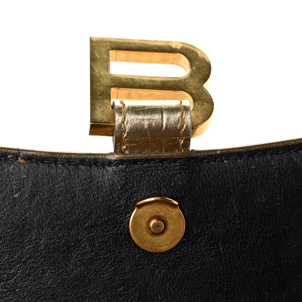 Metallic Calfskin Crocodile Embossed Hourglass Chain Bag Gold