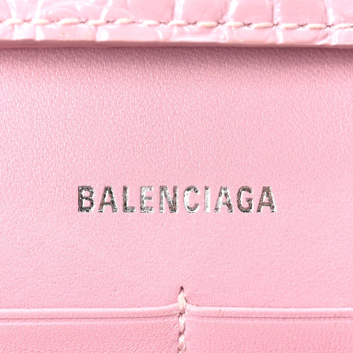 Shiny Calfskin Crocodile Embossed Hourglass Chain Bag Powder Pink