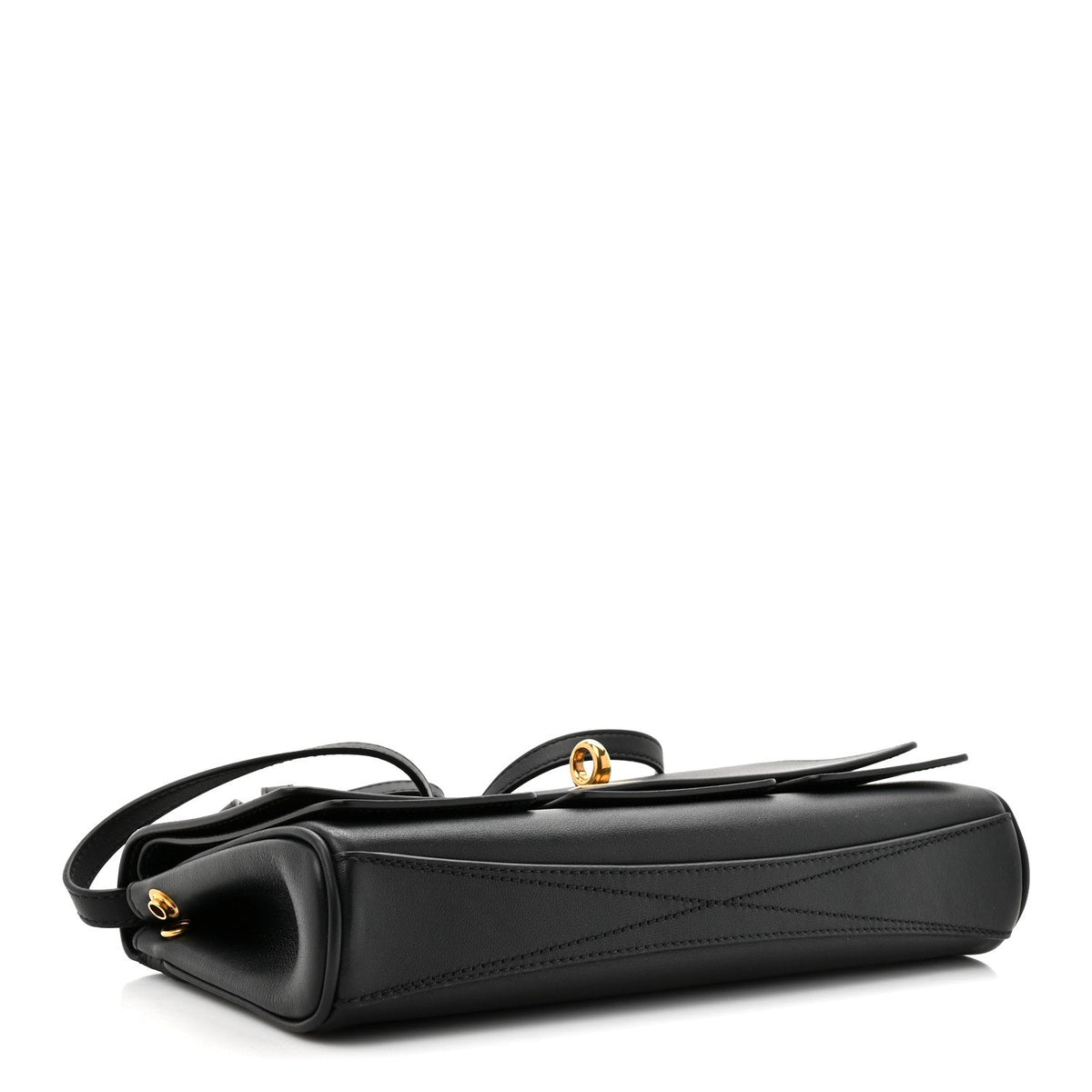 Smooth Calfskin Small Bel Air Clutch On Strap Black