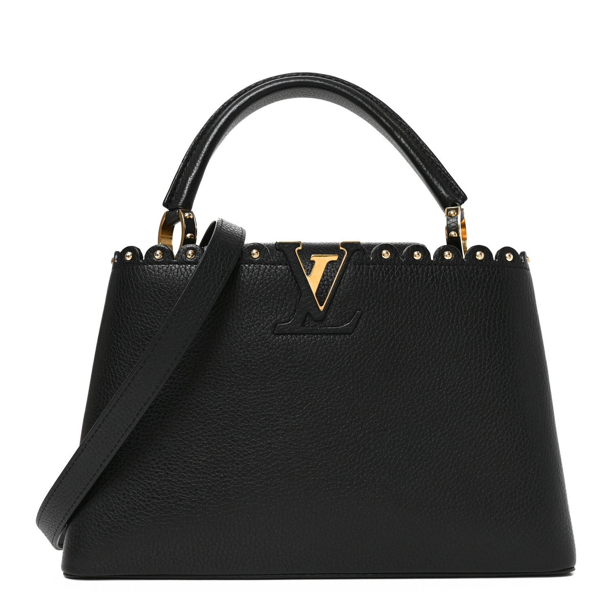 Taurillon Studded Capucines PM Black