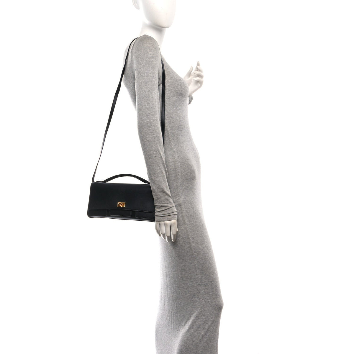 Smooth Calfskin Small Bel Air Clutch On Strap Black