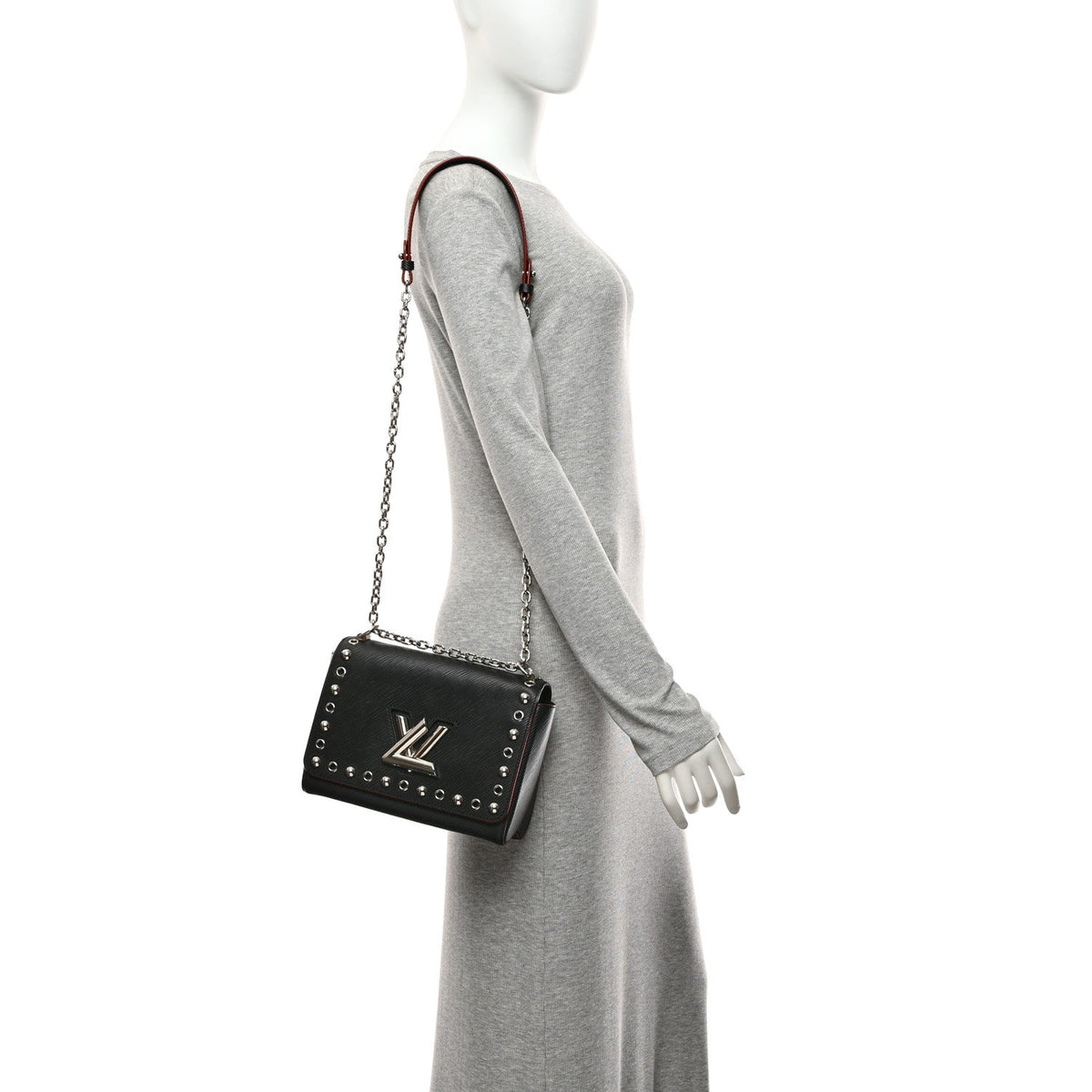 Epi Studded Twist Shoulder Bag MM Black