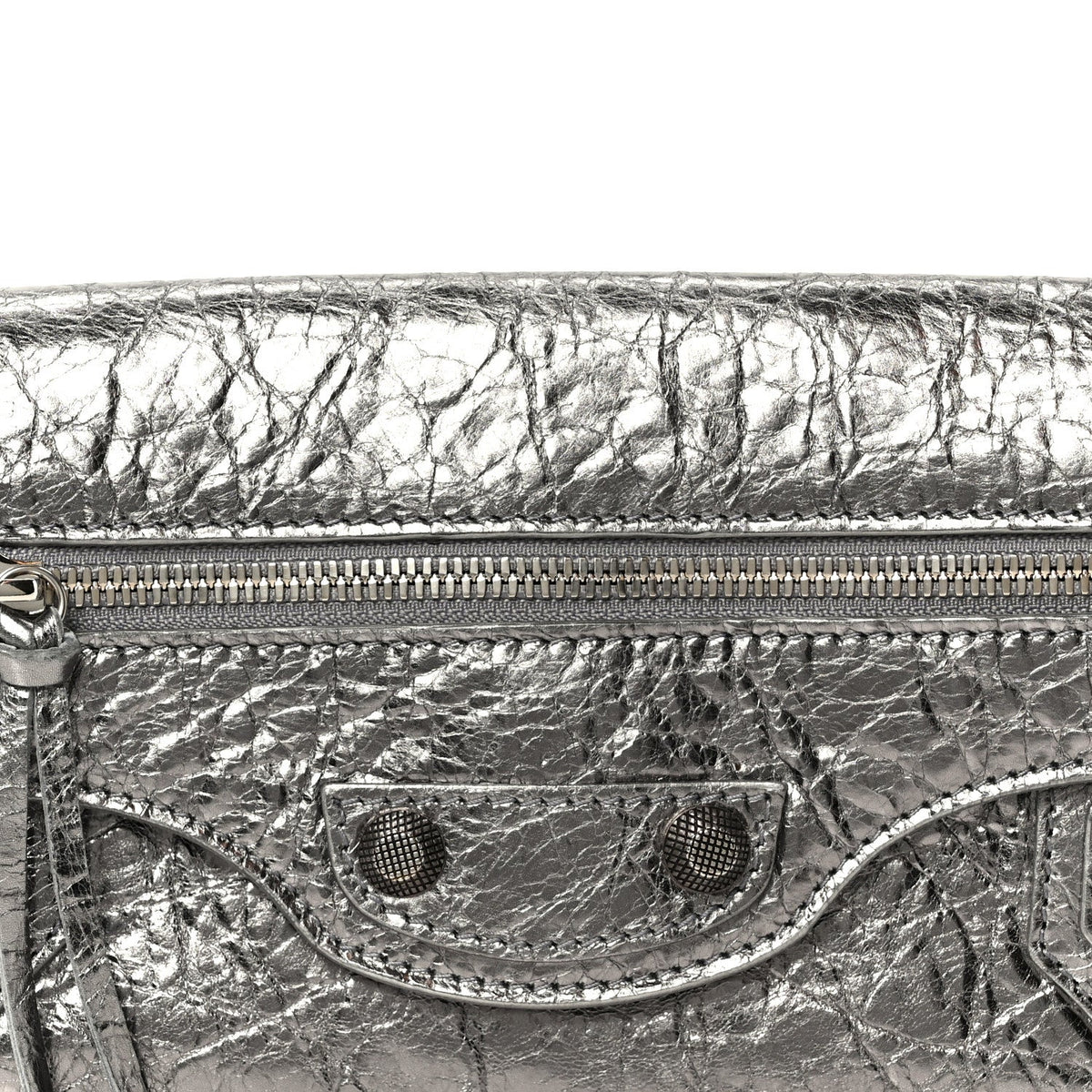 Metallic Agneau Arena Small Le Cagole Sling Bag Silver