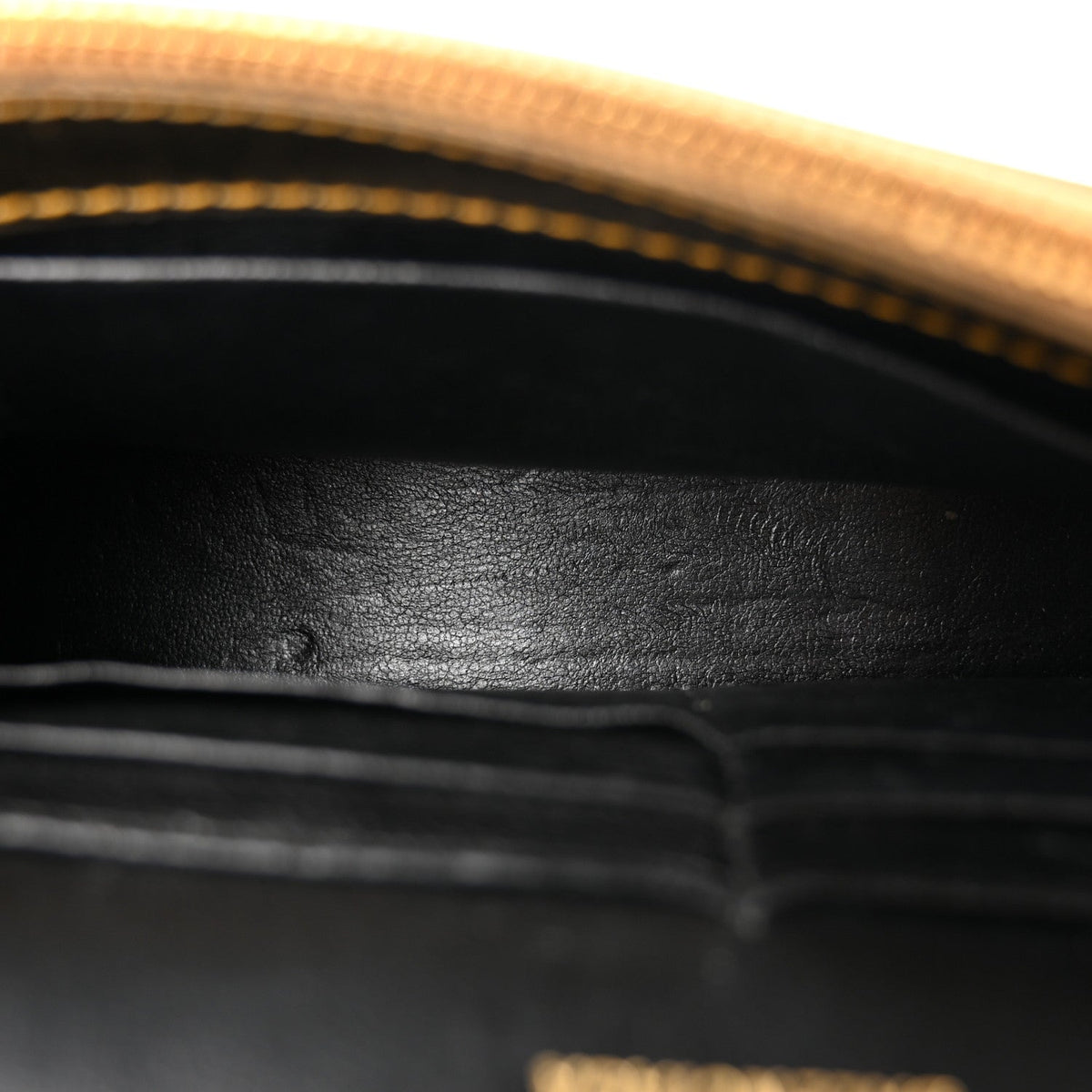 Metallic Calfskin Crocodile Embossed Hourglass Chain Bag Gold