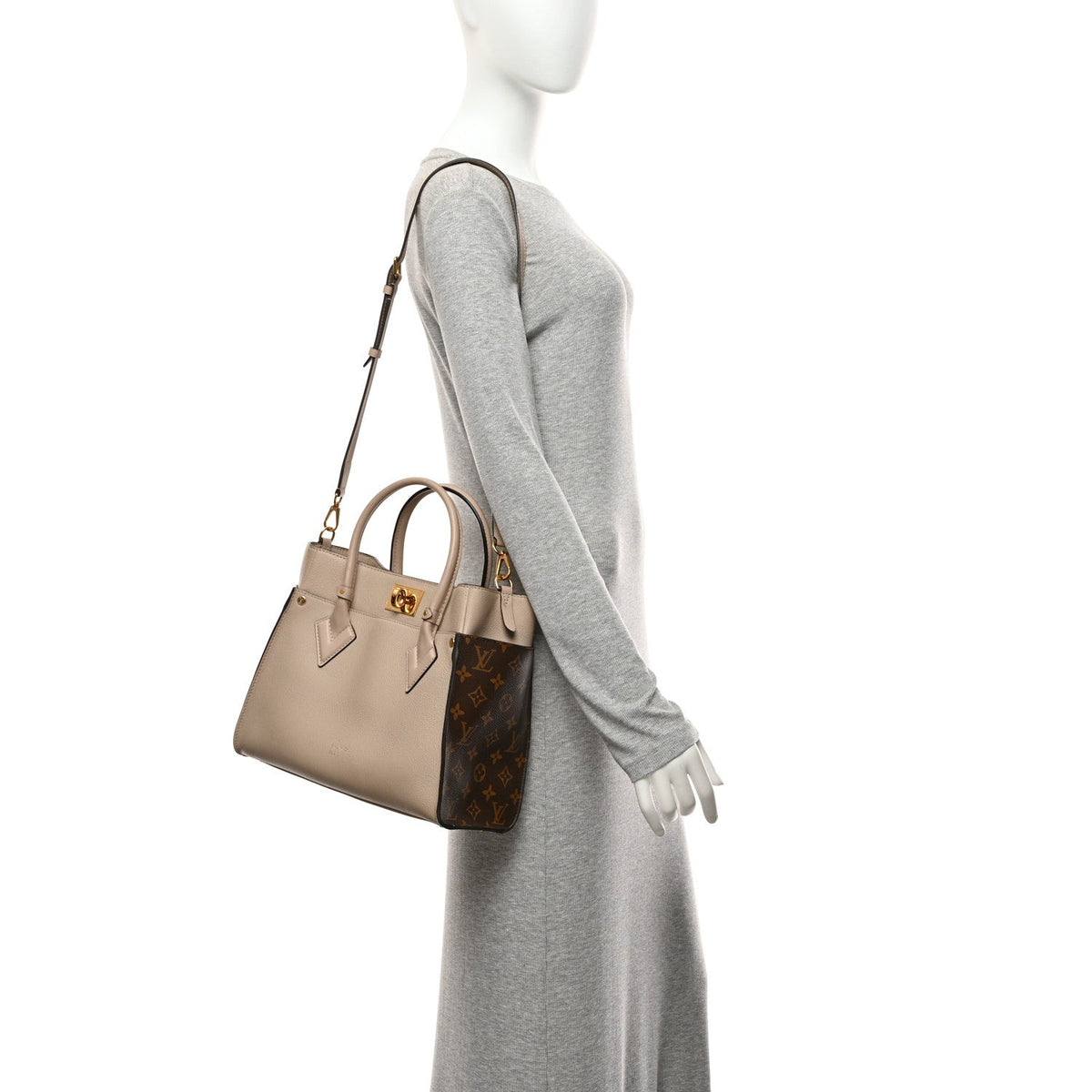 Calfskin Monogram On My Side MM Greige