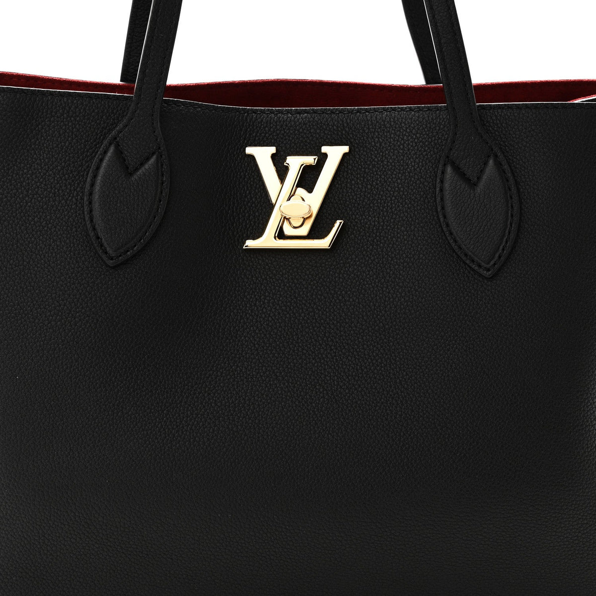 Grained Calfskin Lockme Shopper Black