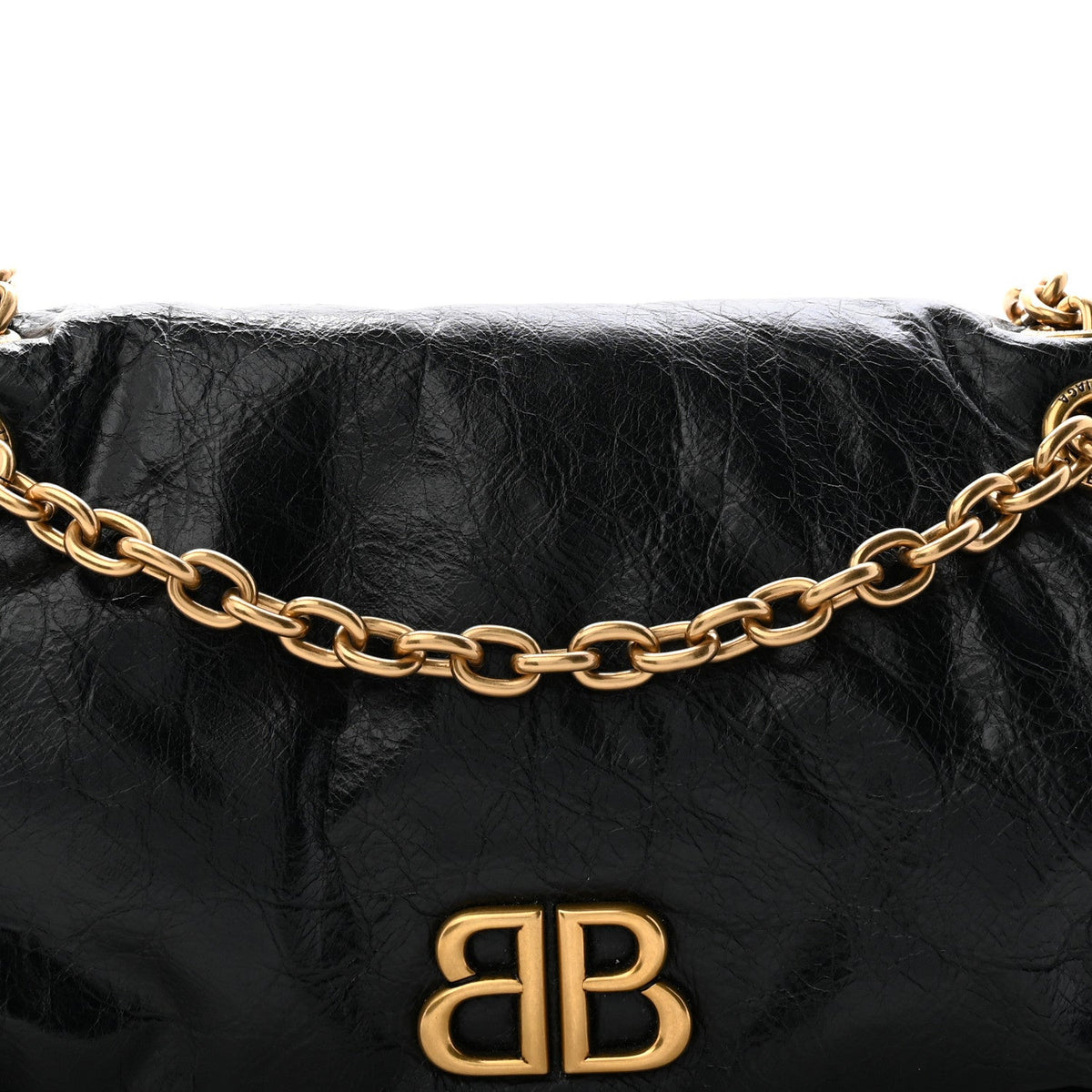 Arena Calfskin Small Monaco Chain Shoulder Bag Black