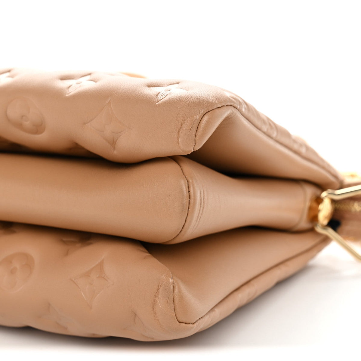 Lambskin Embossed Monogram Coussin PM Camel