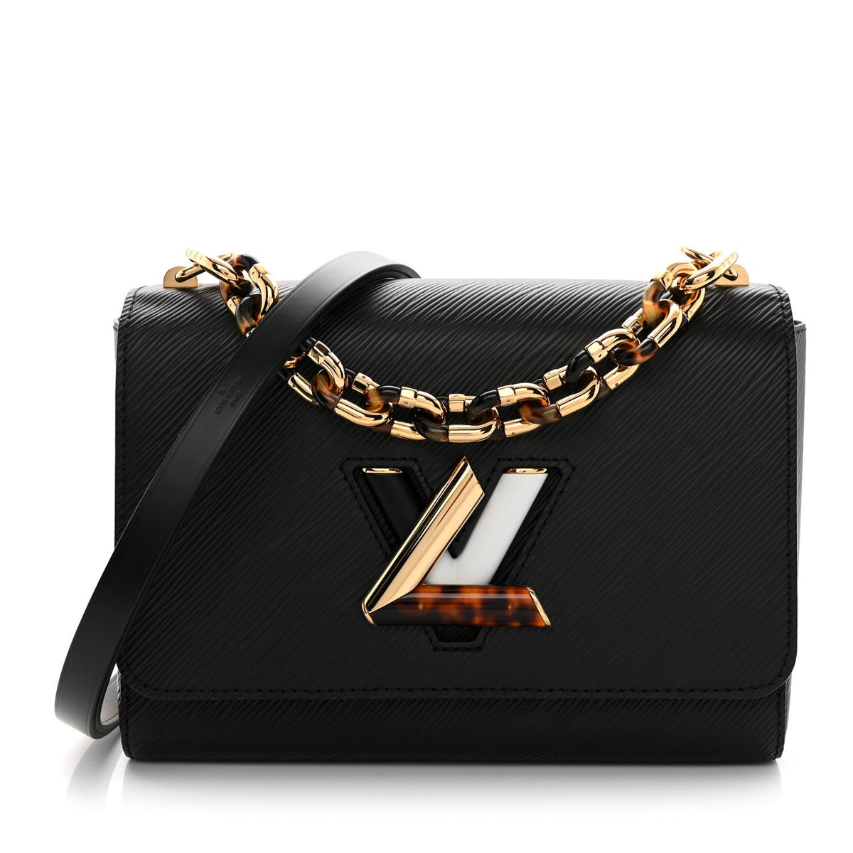 Epi Tortoiseshell Twist Shoulder Bag MM Black