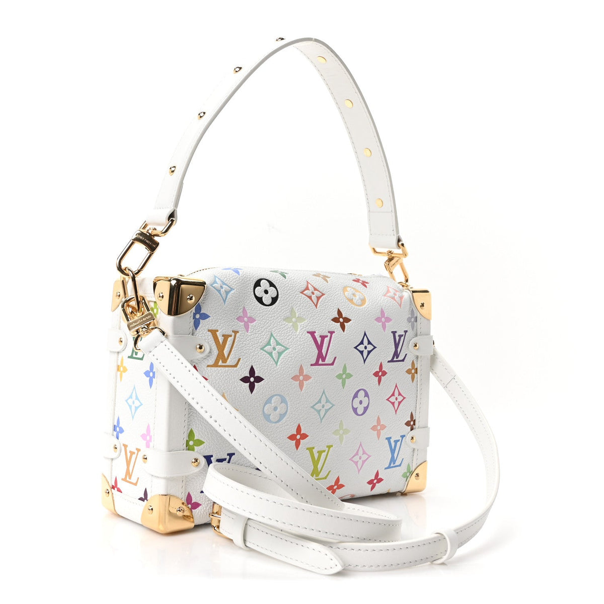 LV x TM Cowhide Monogram Multicolor Side Trunk MM White