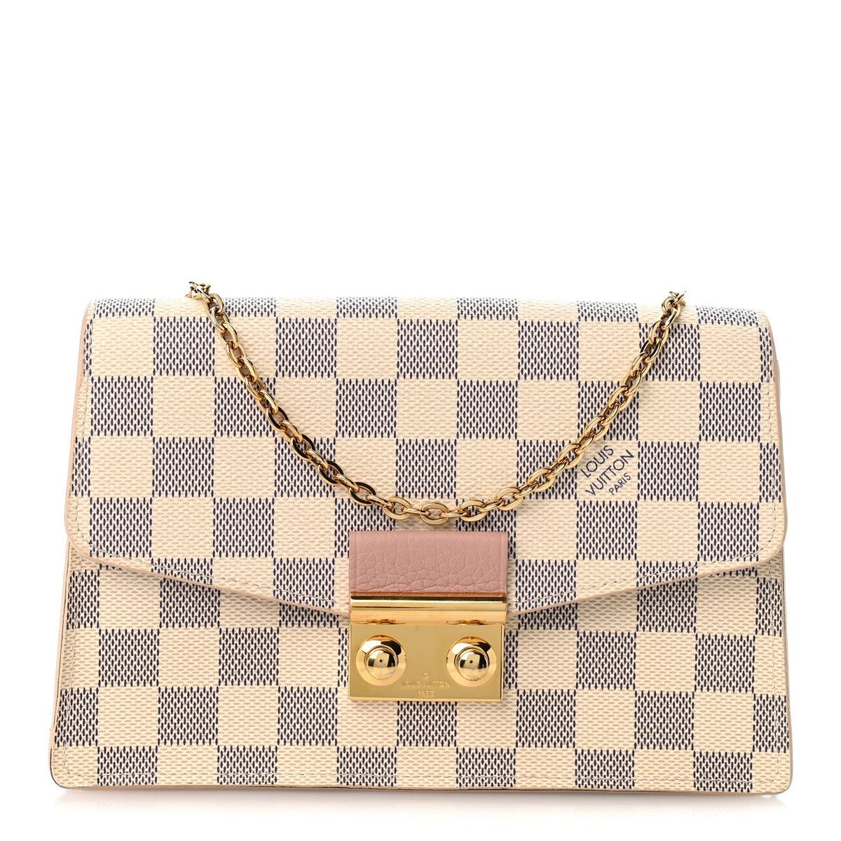 Damier Azur Croisette Chain Wallet Rose Ballerine