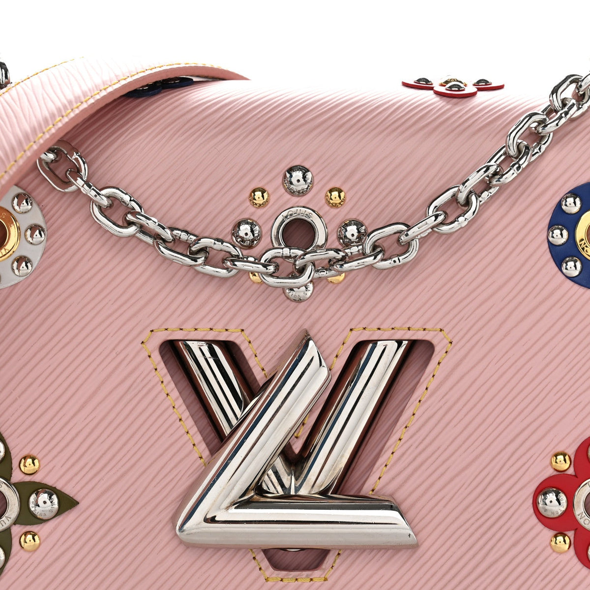 Epi Mechanical Flowers Twist Shoulder Bag MM Rose Ballerine