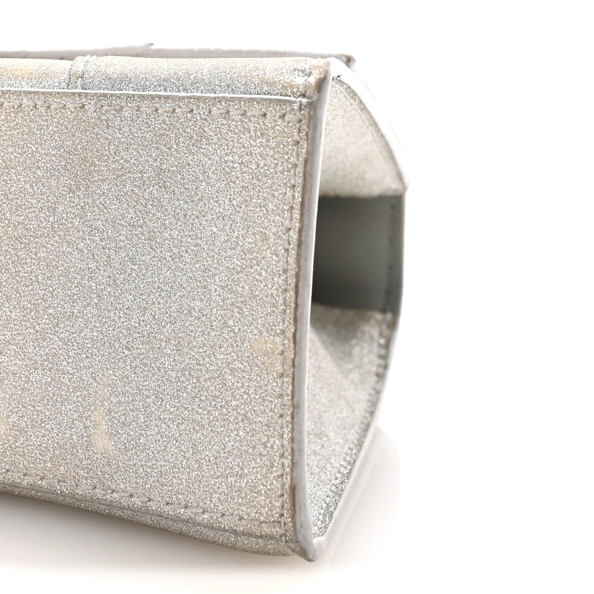 Glitter Fabric Hourglass Top Handle Bag XS Grey