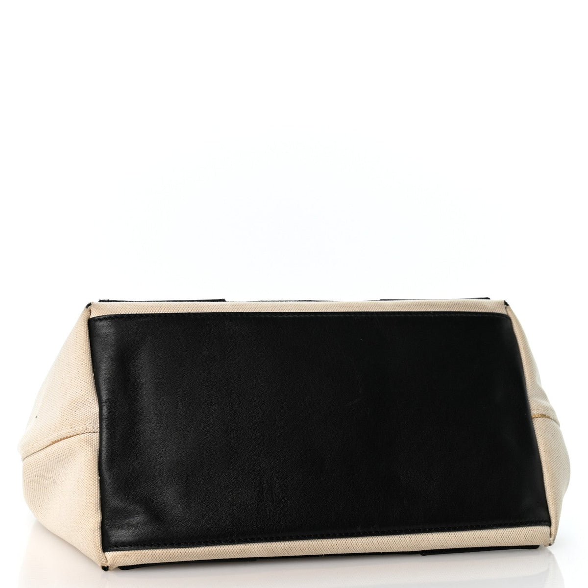 Cotton Canvas Satin Calfskin S Navy Cabas Natural Black