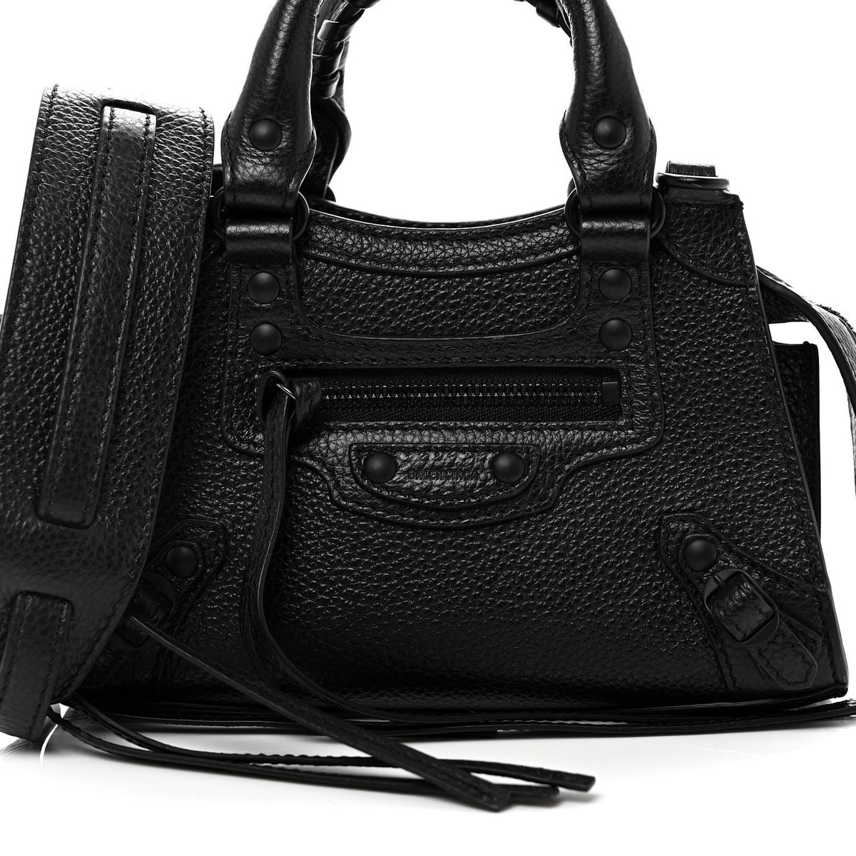Grained Calfskin Neo Classic Black Hardware Nano City Crossbody Black
