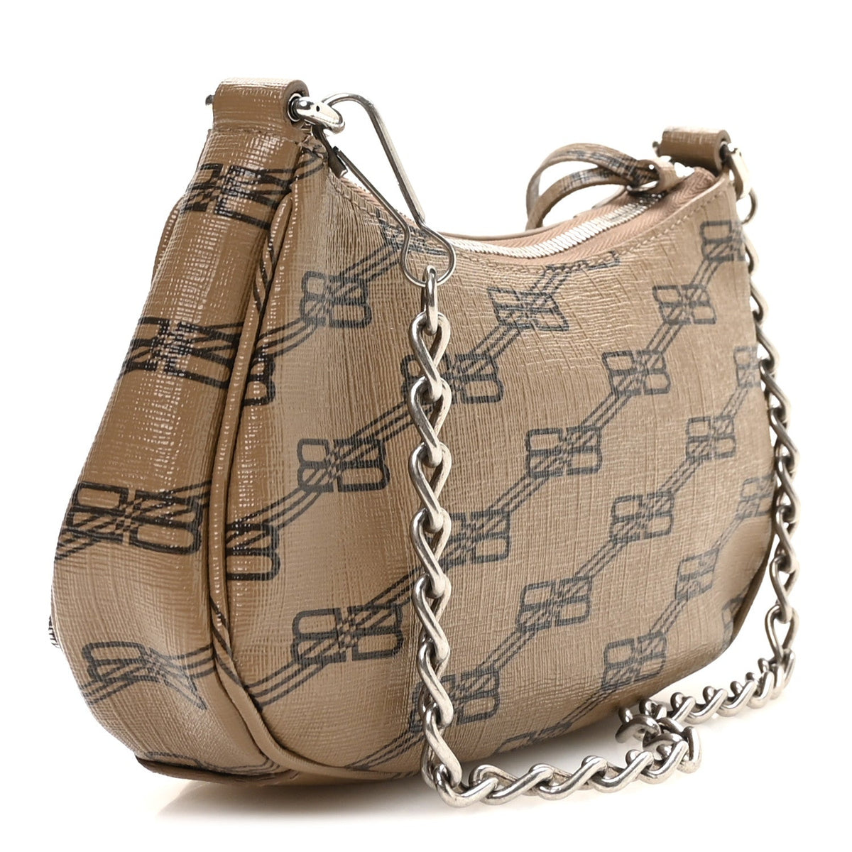 Coated Canvas BB Monogram Le Cagole Mini Purse With Chain Beige Brown