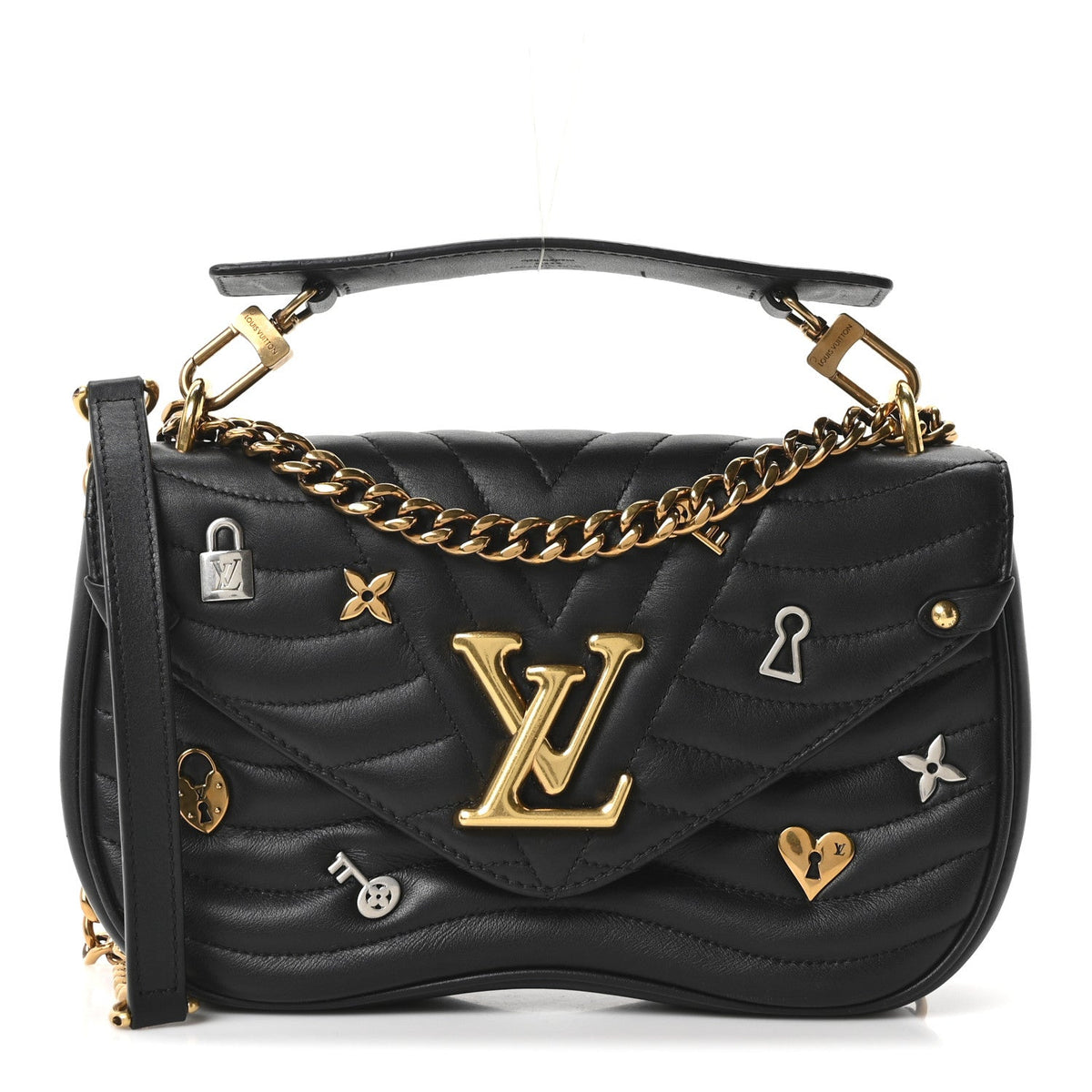Calfskin Love Lock New Wave Chain MM Black