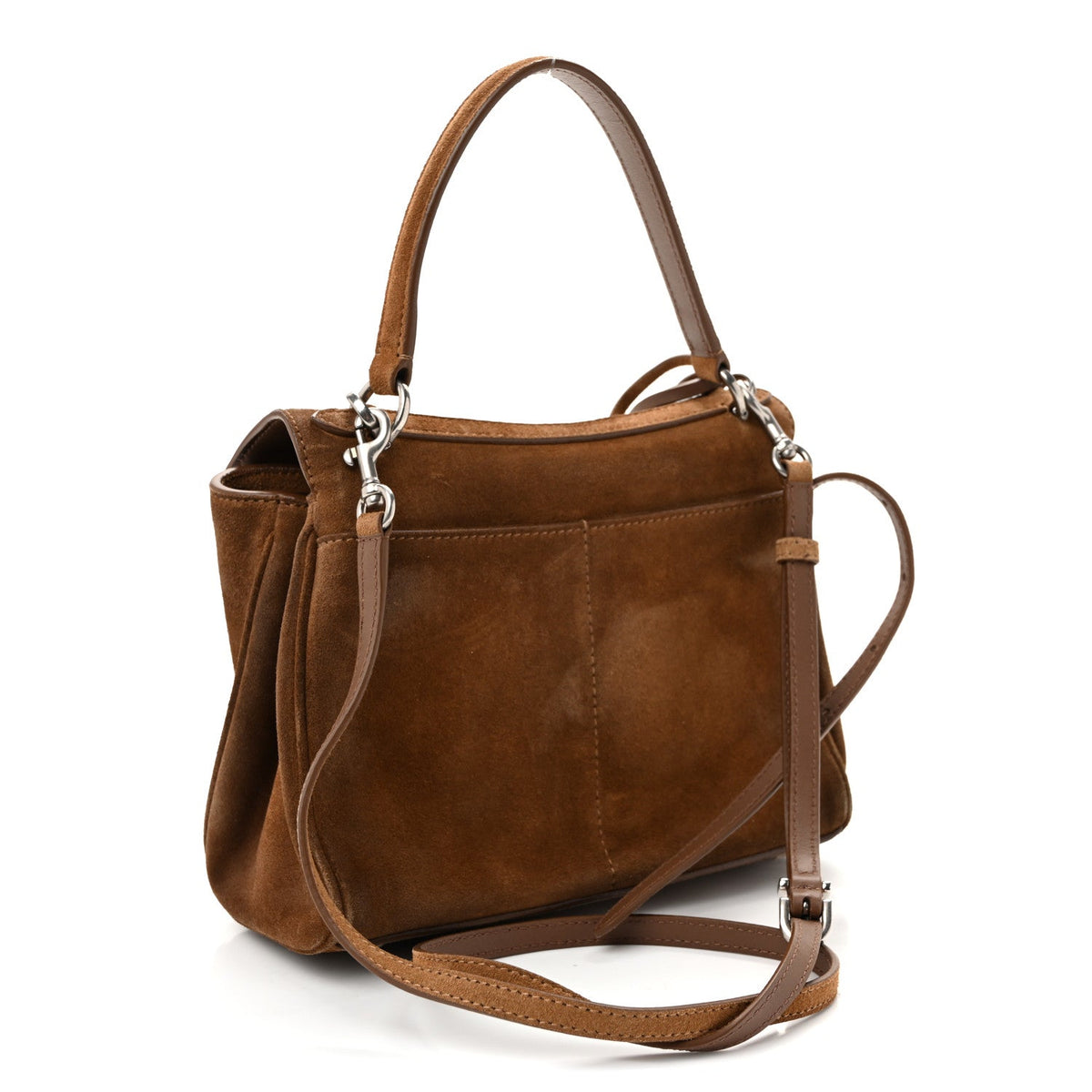 Waxed Suede Mini Rodeo Top Handle Handbag Camel