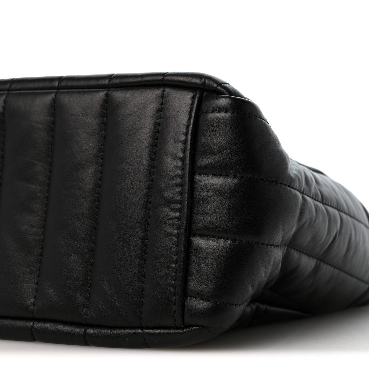 Crushed Calfskin Quilted Small Monaco Shoulder Bag Black
