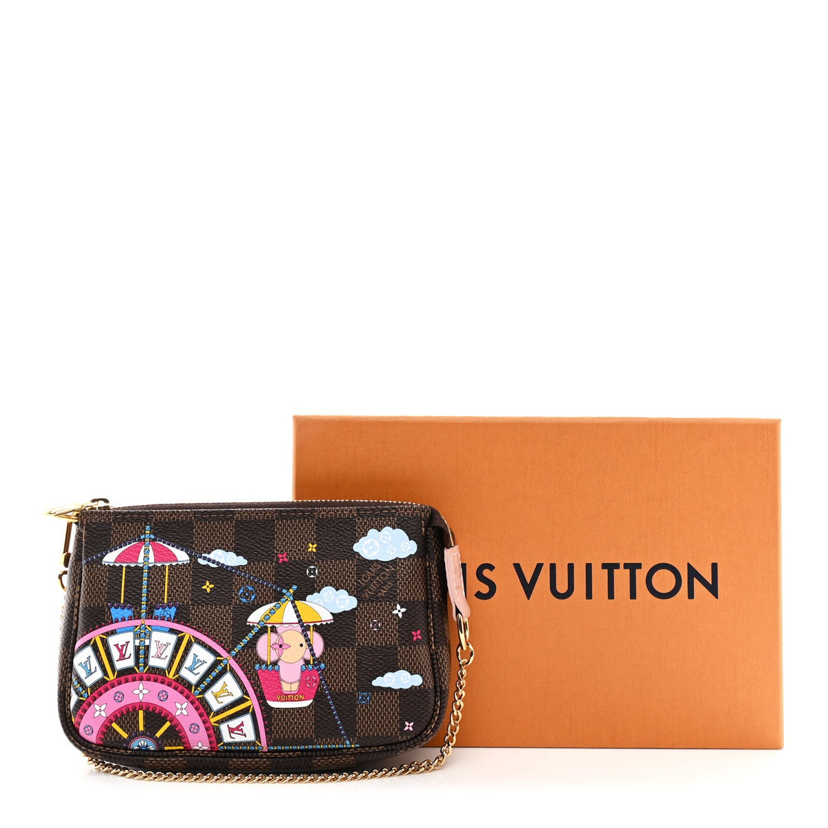Damier Ebene 2020 Christmas Animation Big Wheel Mini Pochette Accessories Rose Ballerine
