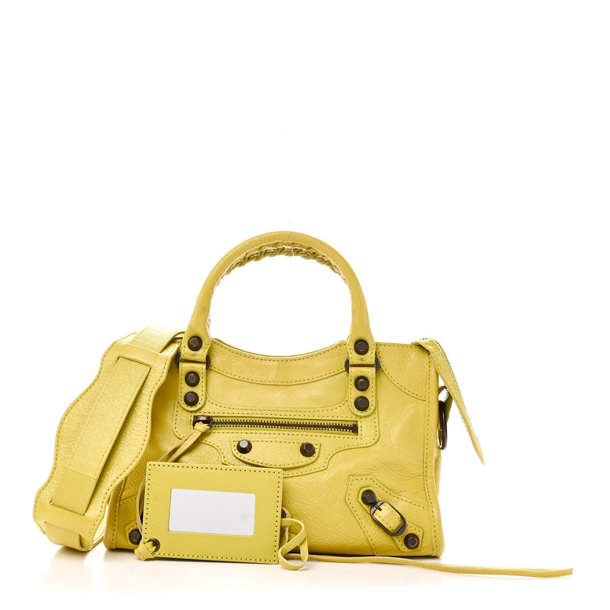 Agneau Classic Silver Hardware Mini City Jaune Poussin