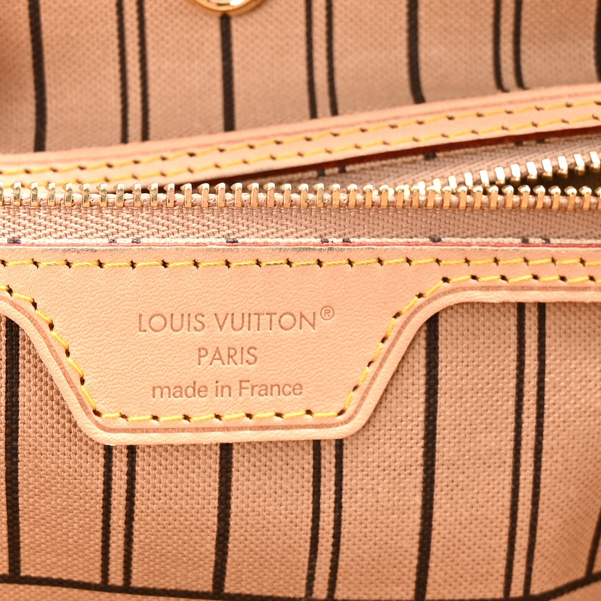 Monogram Stamped Inside Out Neverfull Bandouliere GM Beige
