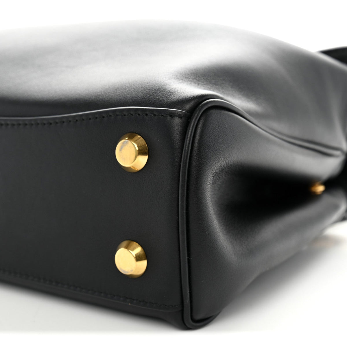 Natural Smooth Calfskin Mini Rodeo Top Handle Handbag Black