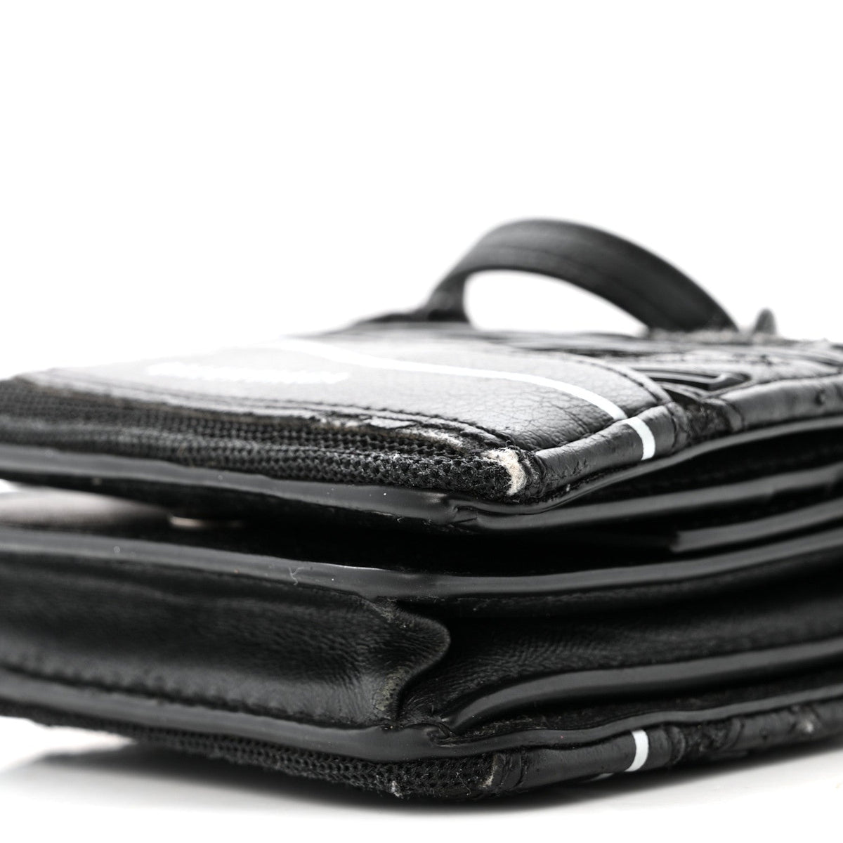 Faux Calfskin Fabric Sneakerhead Crossbody Wallet Black