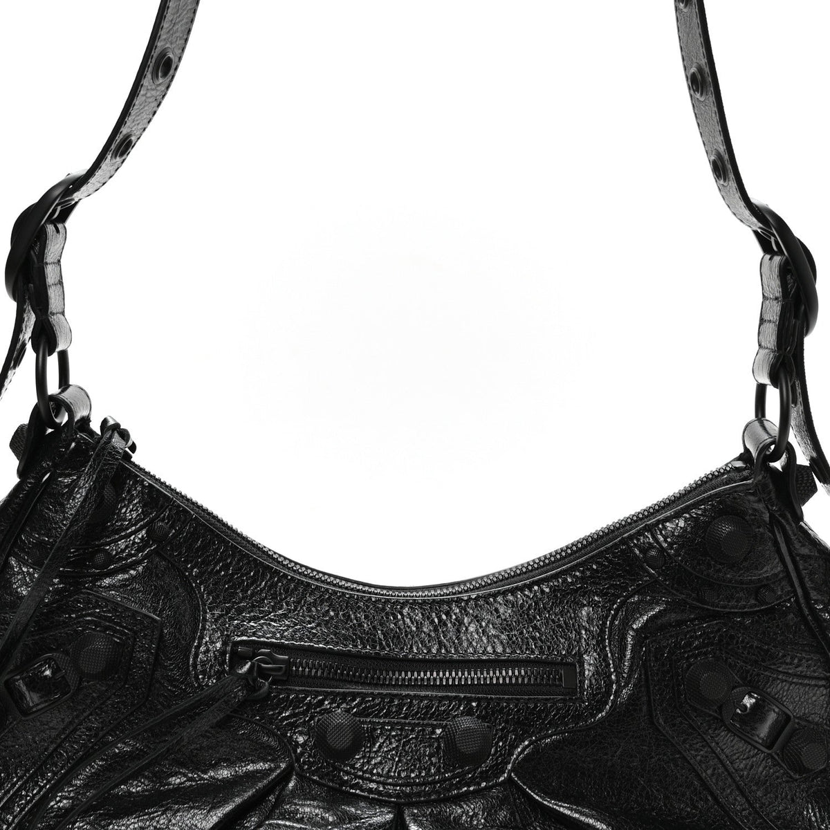 Agneau Arena Monochrome Small Le Cagole Shoulder Bag Black