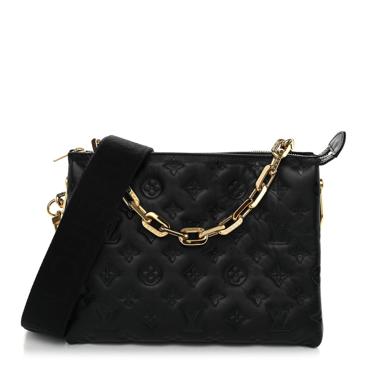 Lambskin Embossed Monogram Coussin PM Black