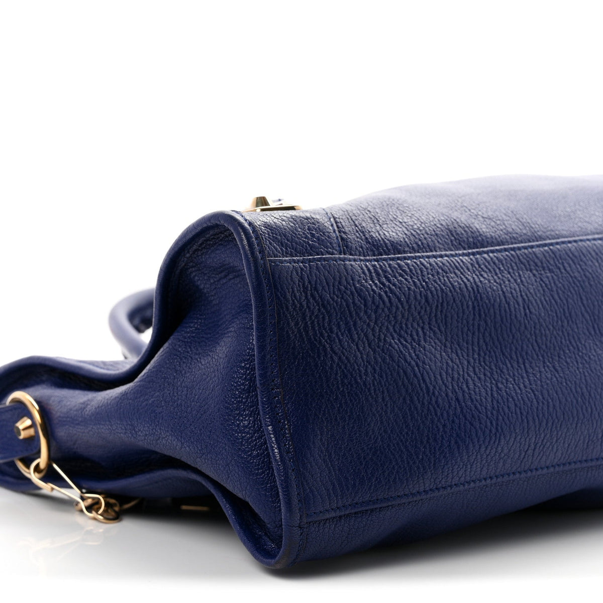 Chevre Gold Metallic Edge Hardware City Bleu Roi