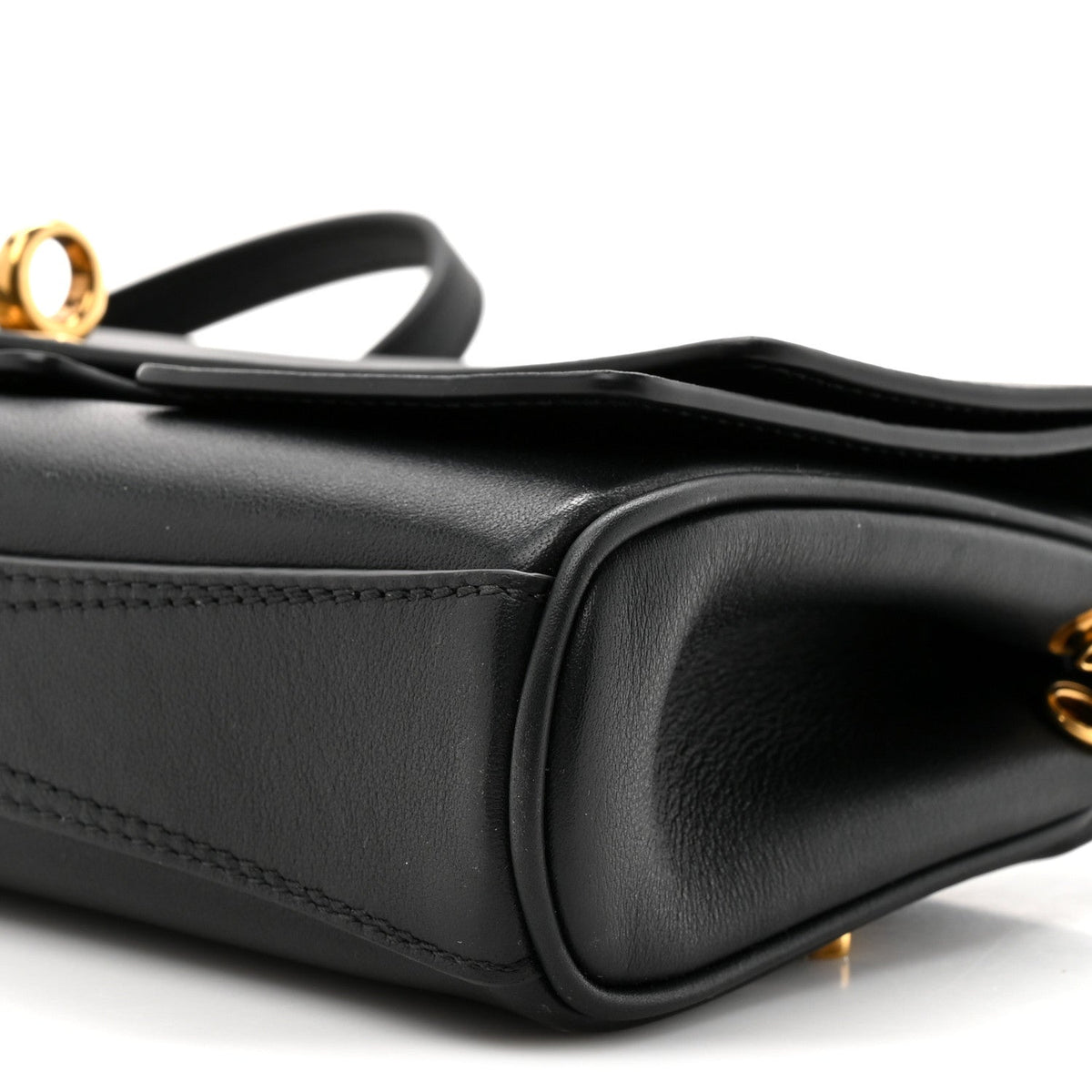 Smooth Calfskin Small Bel Air Clutch On Strap Black