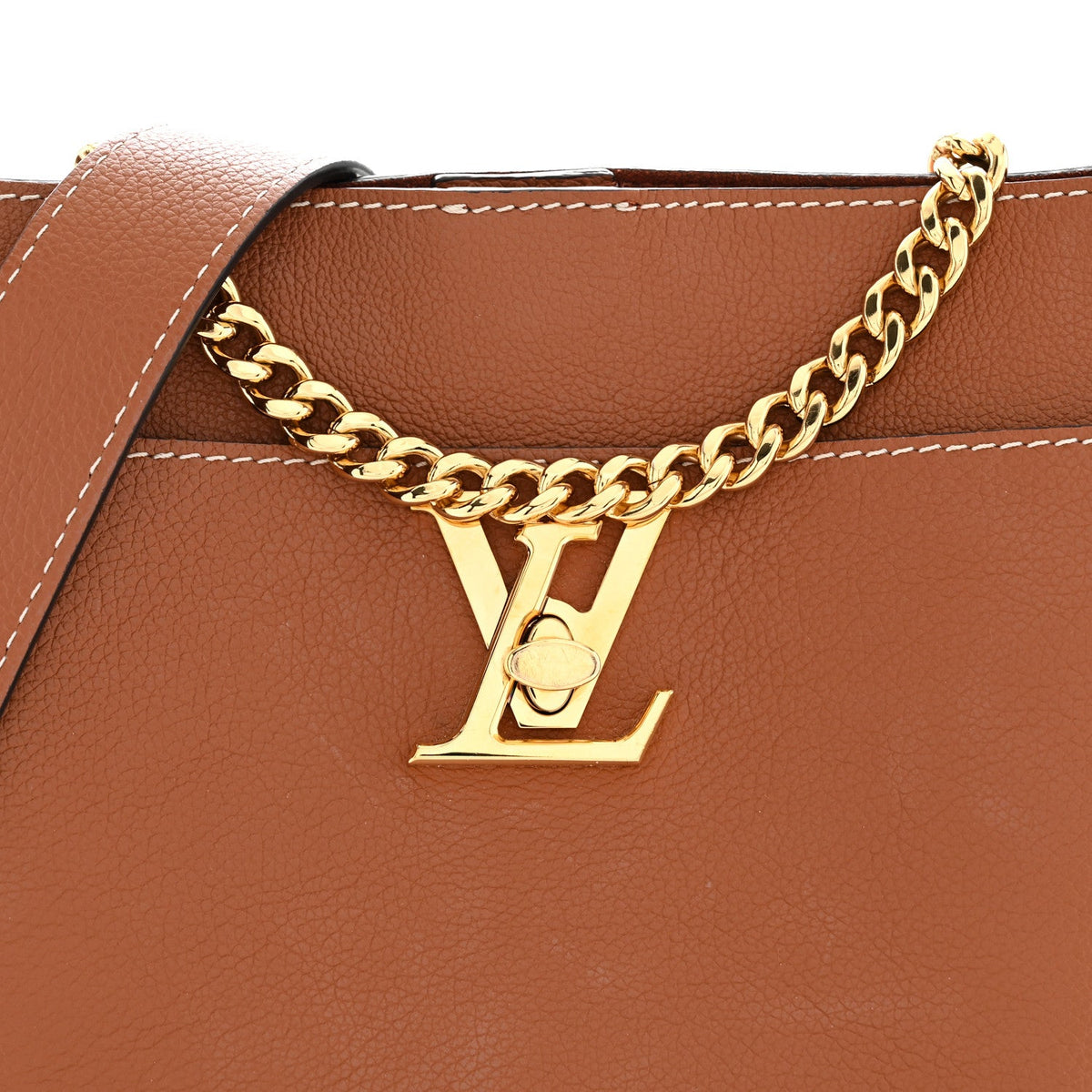 Calfskin Lock and Walk Bucket Cognac