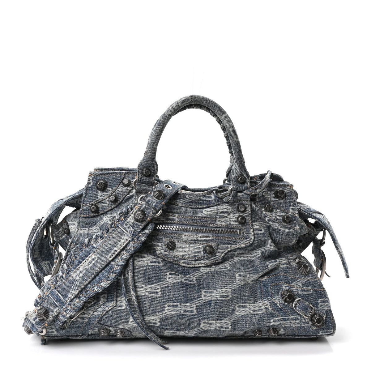 Denim BB Monogram Neo Cagole City Handbag Blue
