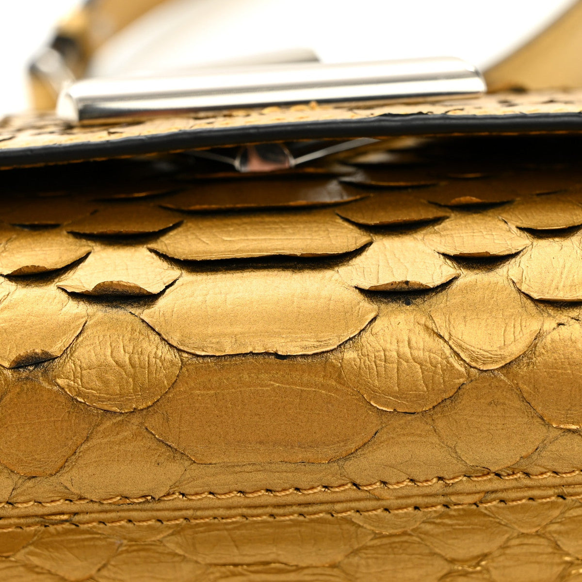 Metallic Snakeskin Twist Shoulder Bag PM Gold